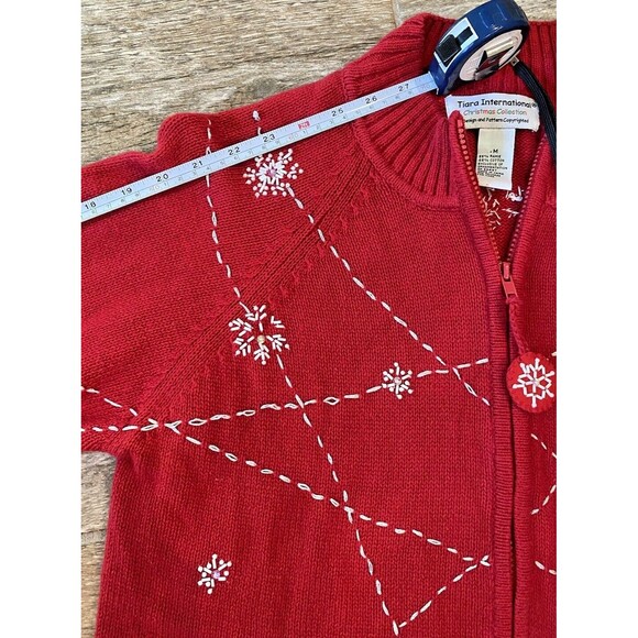 Vintage Tiara International Christmas Collection Snowman Cardigan Sweater Size M - Picture 14 of 14